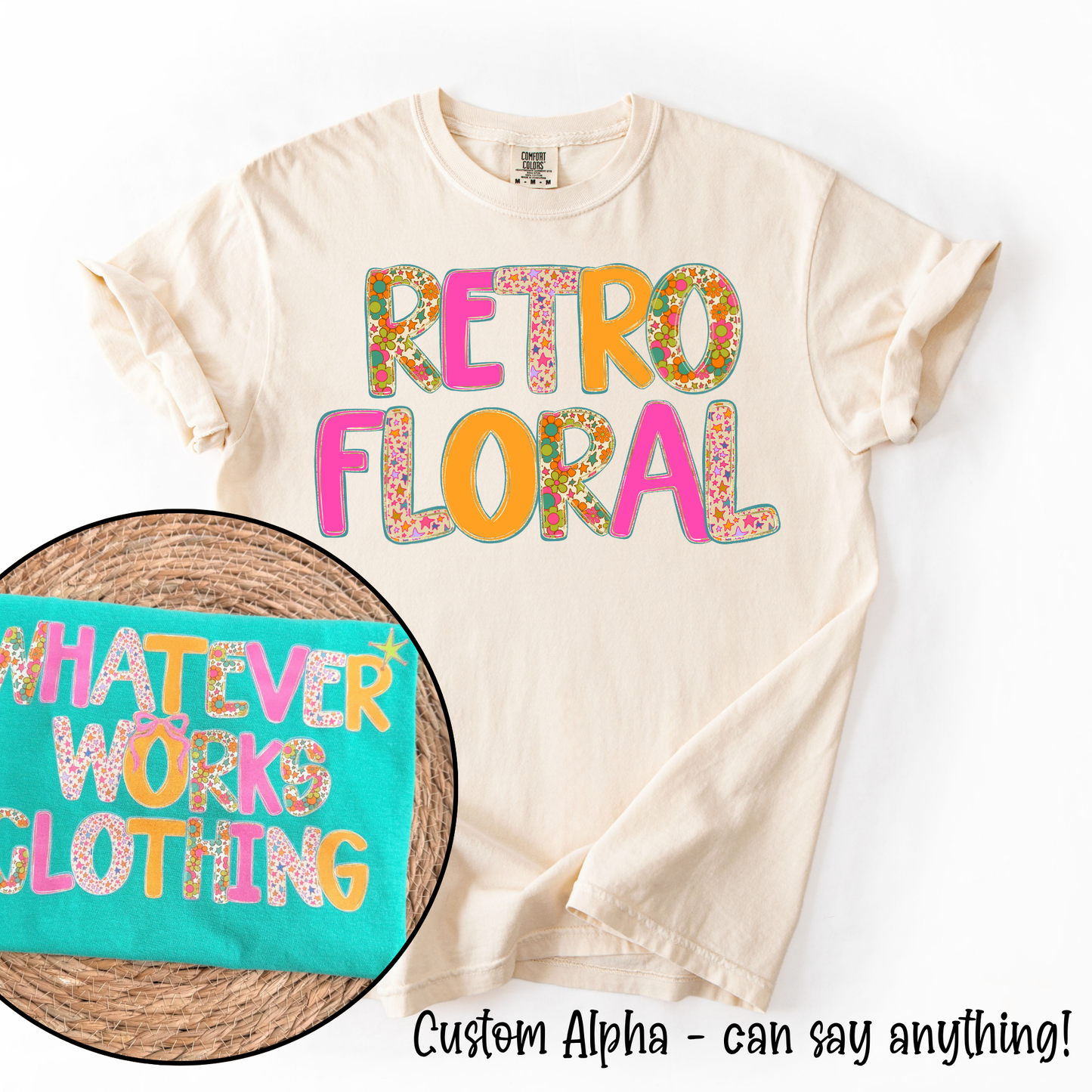 Retro Floral Custom Alpha Tee