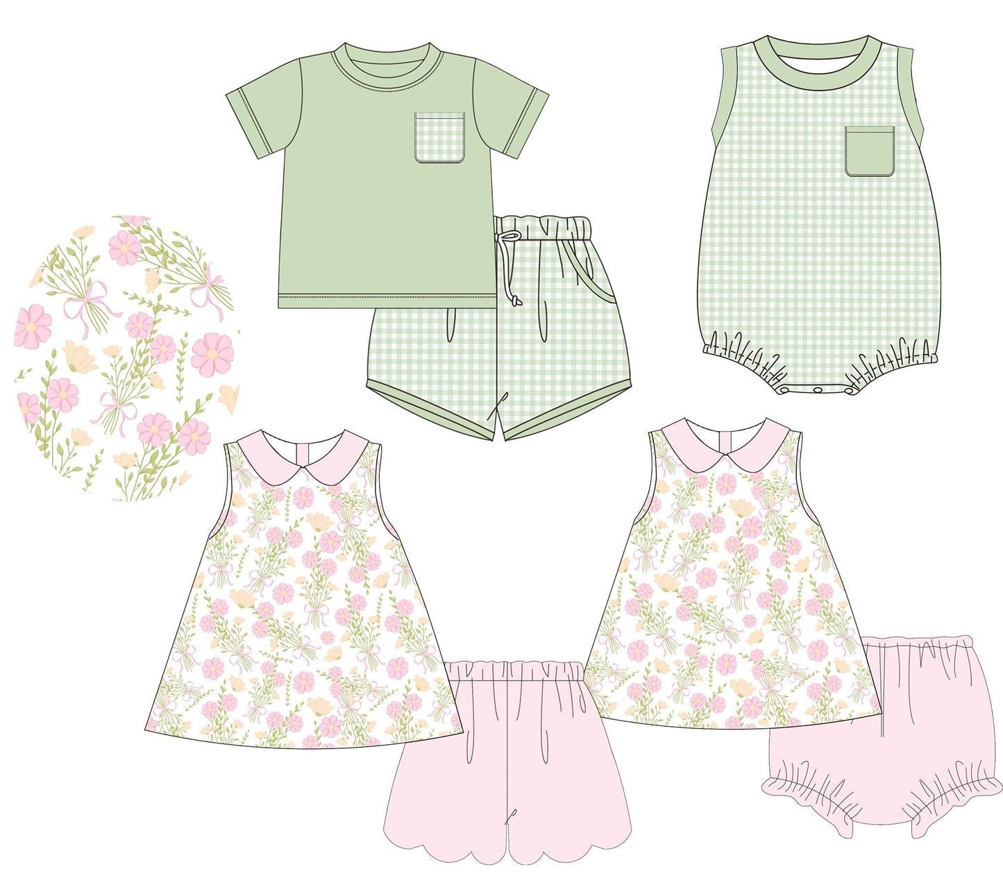 Sage Gingham and Floral Collection - ETA early March