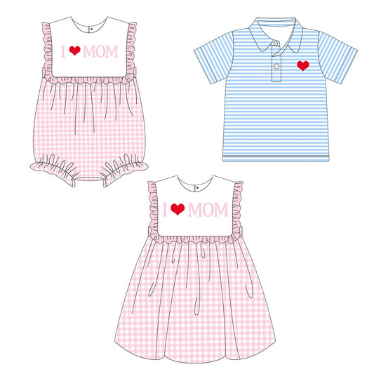 Stripes and Gingham I ❤️ Mom Embroidered Collection - ETA early March