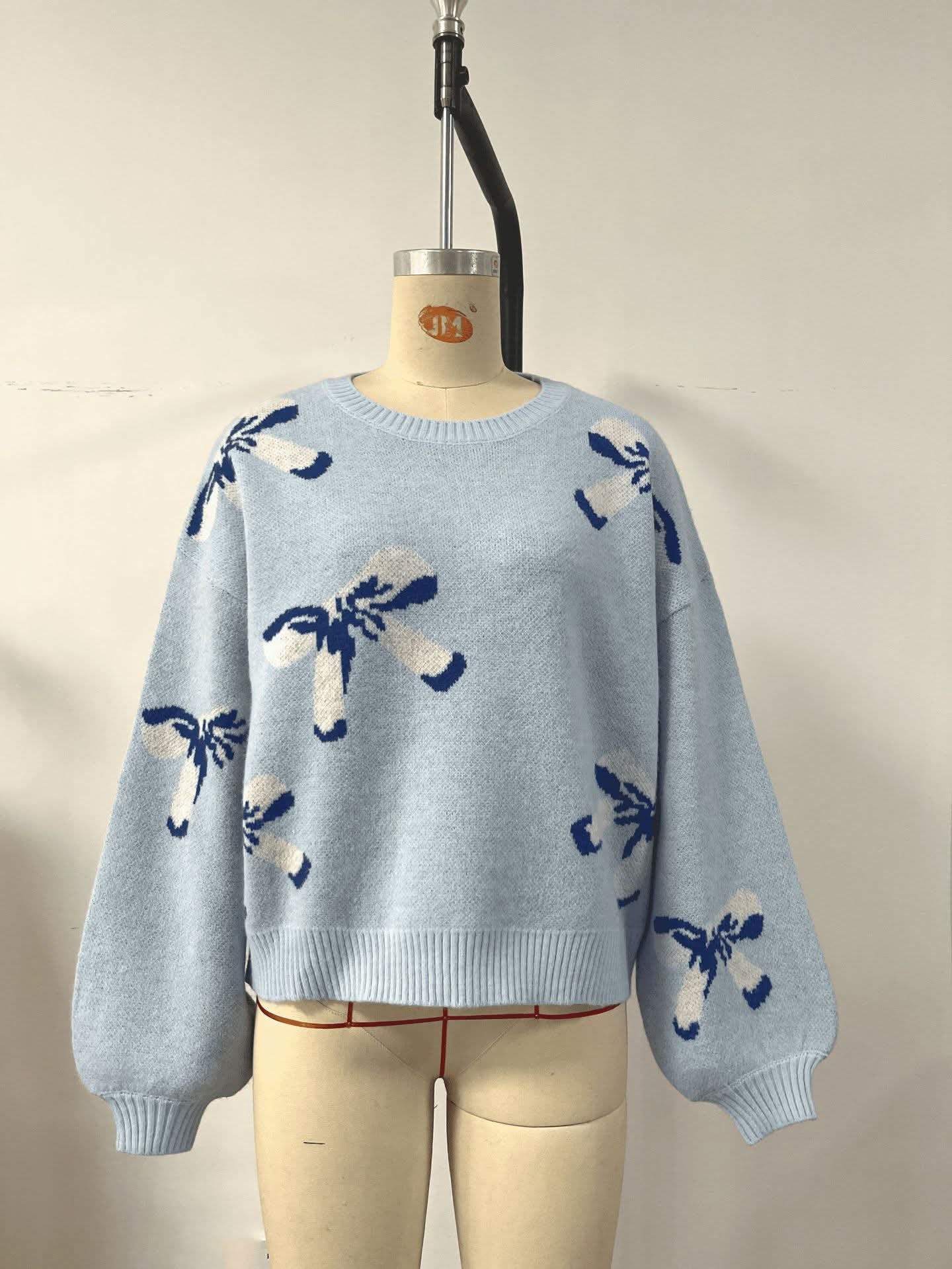 Bows Jacquard Knit Sweaters
