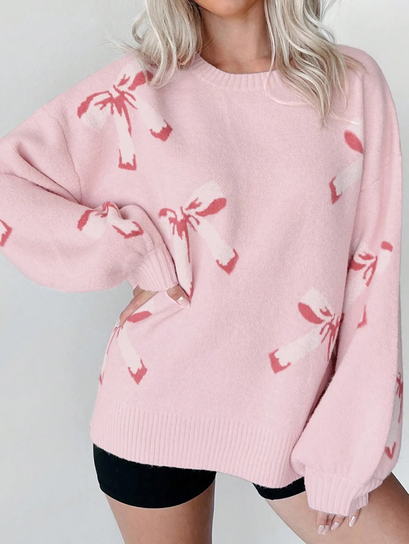 Bows Jacquard Knit Sweaters