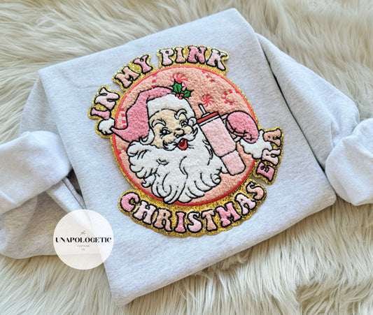 In My Pink Christmas Era Chenille Patch Sweatshirt - WS