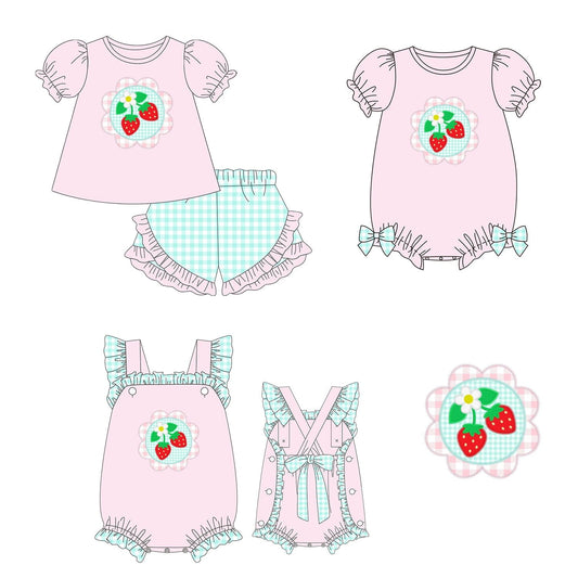 Mint Gingham and Strawberry Appliqué Collection - ETA early March