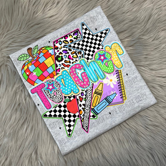 Retro Checkered Teacher  - WS