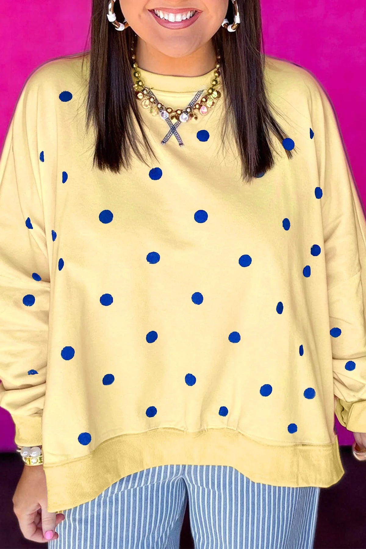 Yellow Polka Dot Loose Fit Pullover - closes 10.17