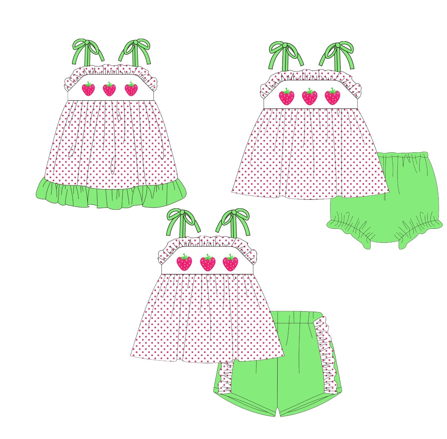 Polka Dots and Strawberry Trio Embroidered Collection - ETA early March