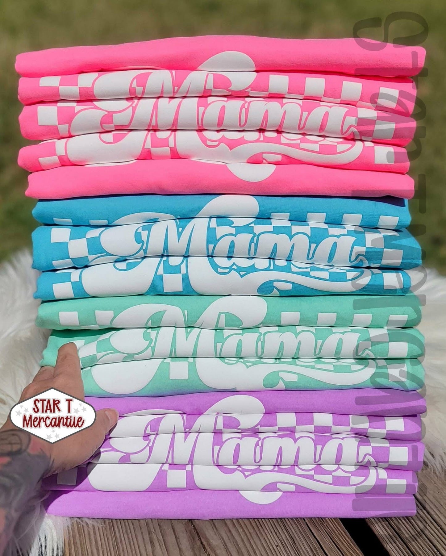 Embossed Retro Checkered Custom Name Tee