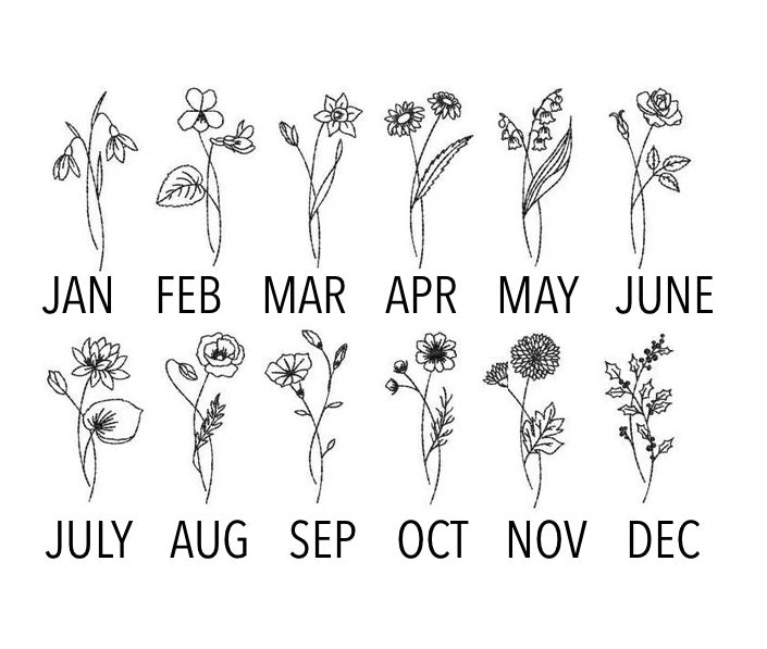 Custom Birth Month Flower Embroidery - WS