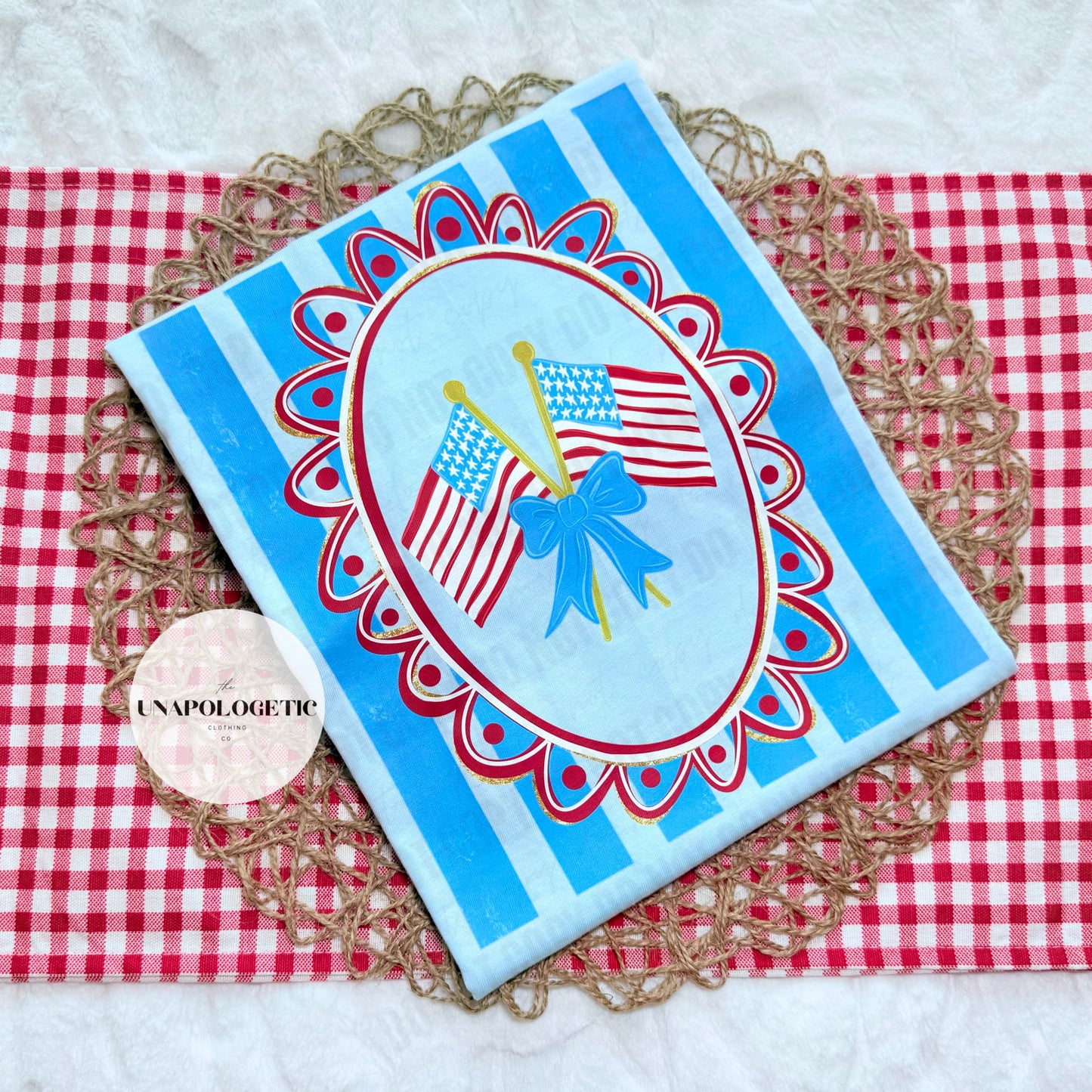 Striped Patriotic Frame with Flags - WS