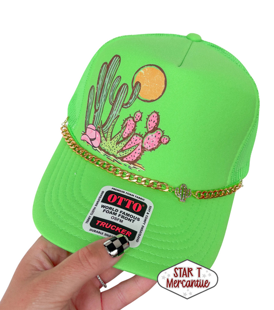 Neon Cactus Trucker Hat