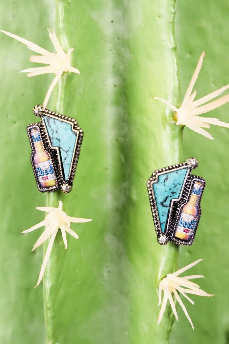Turquoise Cool Lightning Bolt Necklace & Earrings