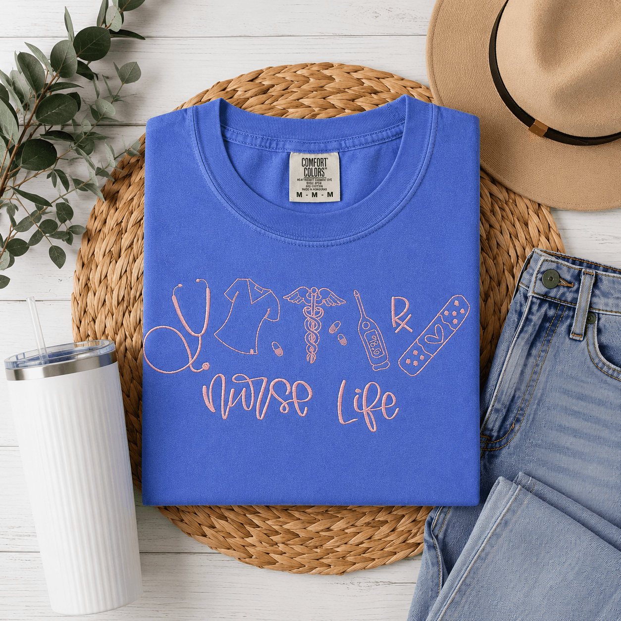 Embroidered Nurse Life Comfort Colors Shirt | QUICK SHIP