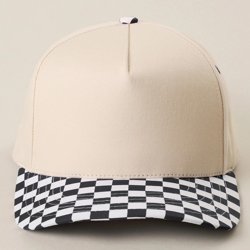Custom Embroidered Checkered Bill Baseball Hat | Personalized Text Snapback Hat