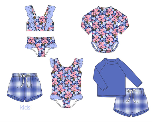Blue Floral and Gingham Swim Collection - ETA late April
