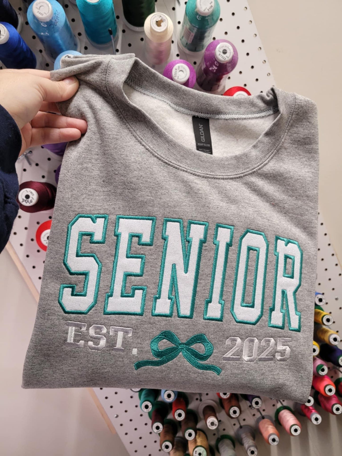 Senior Varsity Shirt | Embroidered Glitter Appliqué Graduation Tee, Sweatshirt & Hoodie