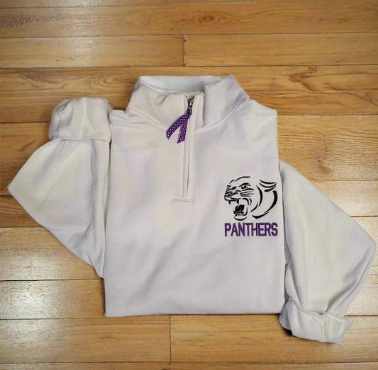 Panthers Purple Embroidered Quarter Zip Fleece Sweatshirt