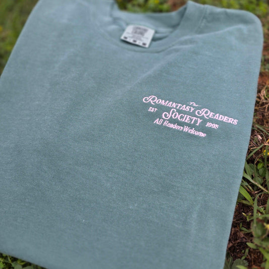 Romantasy Readers Society Embroidered Shirt | Book Lover Comfort Colors Tee