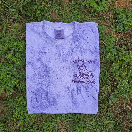 Oops! I Got Another Book Embroidered Shirt | Comfort Colors Colorblast 1745 Tee
