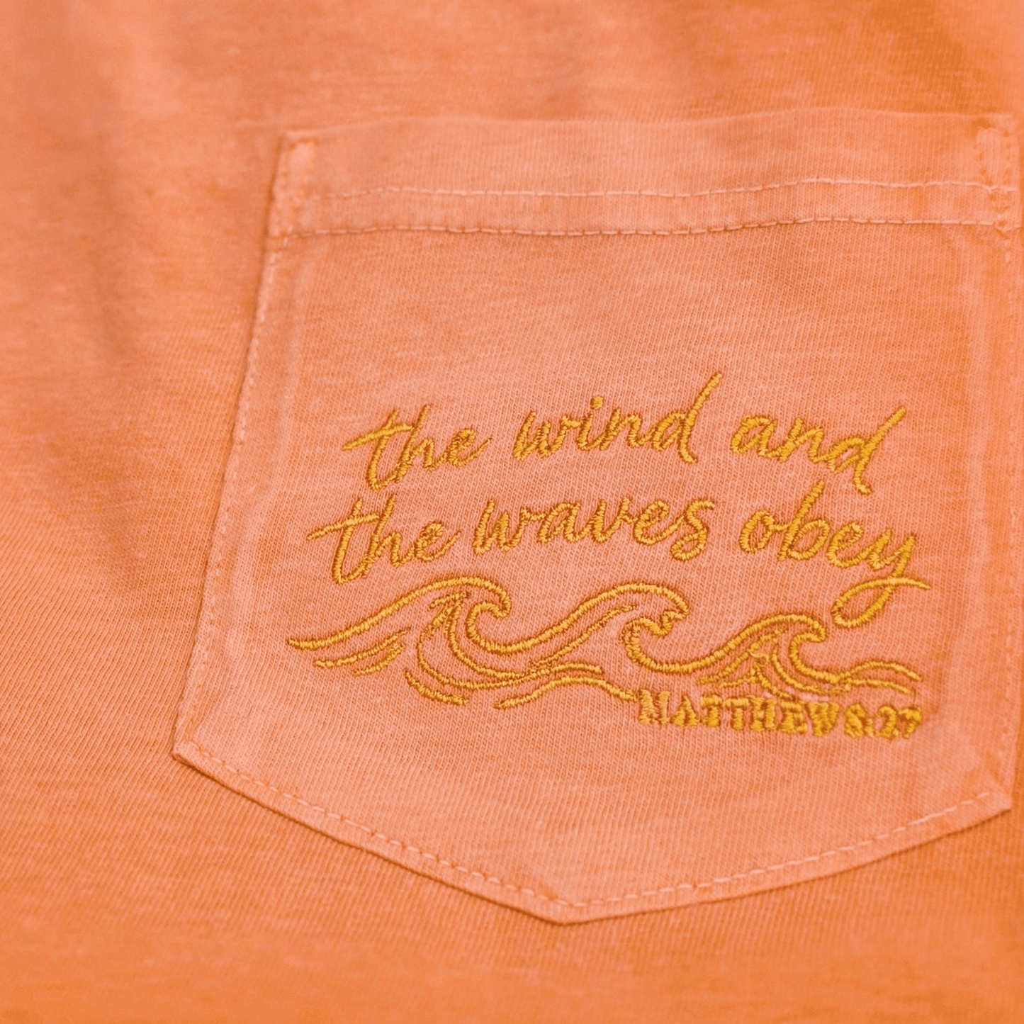 The Wind And The Waves Obey Embroidered Pocket Tee | Matthew 8:27
