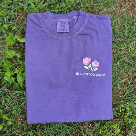Grace Upon Grace Embroidered Christian Shirt | Comfort Colors 1717 Faith-Based Tee