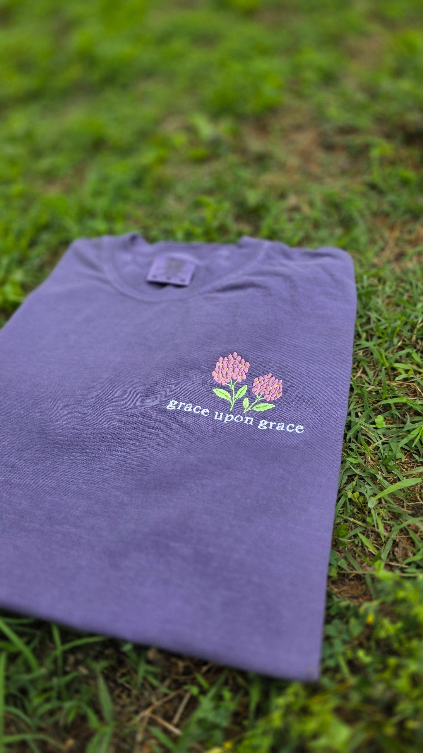 Grace Upon Grace Embroidered Christian Shirt | Comfort Colors 1717 Faith-Based Tee