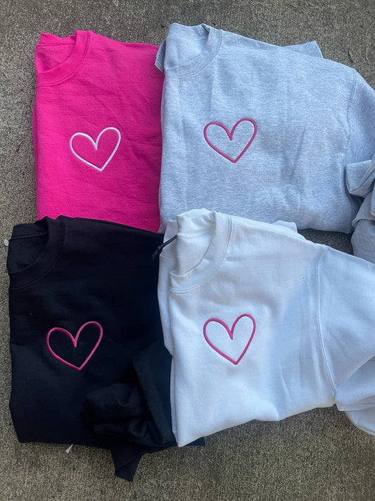 Heart Left Chest Embroidered Sweatshirt- Toddler - QUICK SHIP