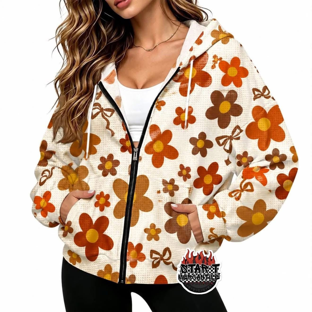 Custom Waffle Full-Zip Hoodies