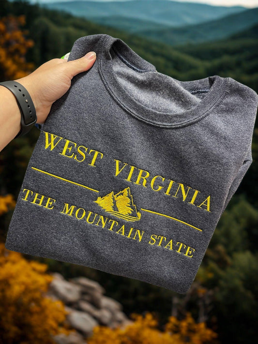 West Virginia The Mountain State Embroidered Shirt