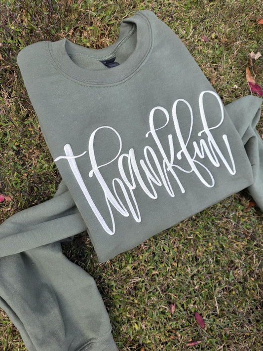 Thankful Embroidered Sweatshirt