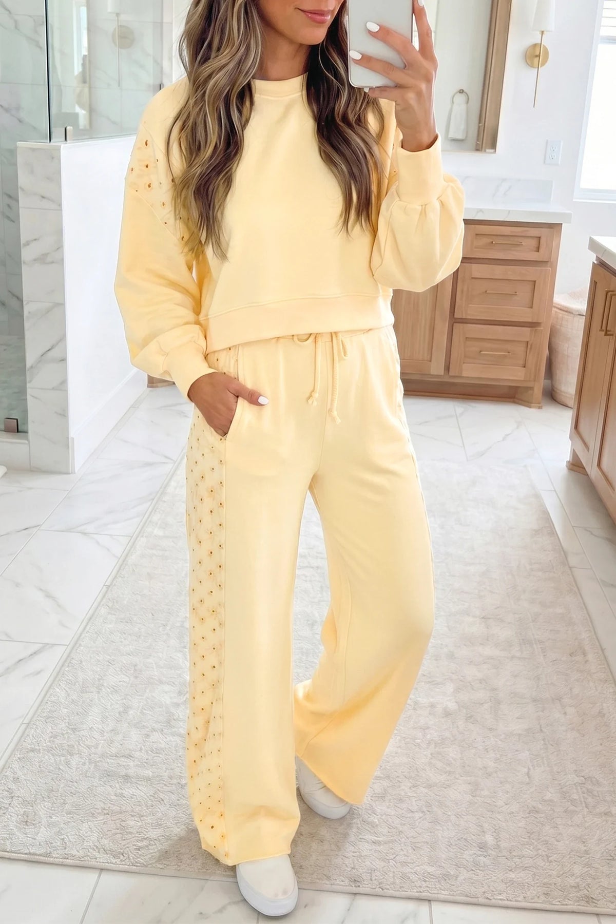 Yellow Eyelet Lace Cropped Set - Closes 10.17