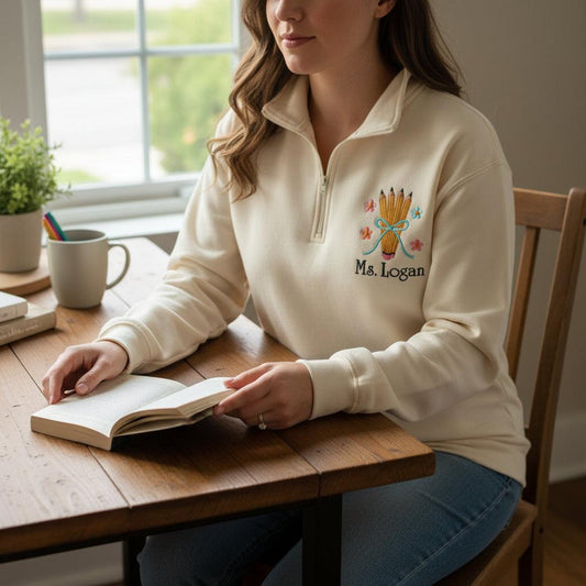 Pencil Bouquet with Custom Name Embroidered Shirt | Teacher Gift