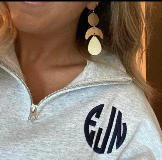 Monogram Embroidered Quarter Zip Unisex Fleece | QUICK SHIP