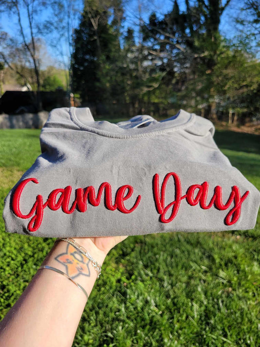 Custom Text 3D Puff Embroidered Comfort Color Short Sleeve or Gildan Sweatshirt