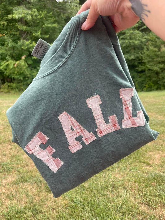 Fall Plaid Applique Embroidered Shirt