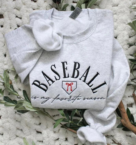 Baseball Is My Favorite Season Embroidered Sweatshirt