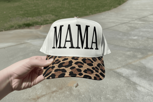 Leopard Brim “MAMA” Hat | Embroidered Adjustable Cap