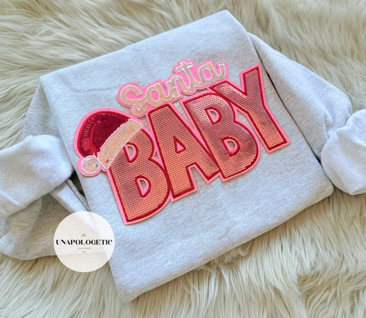 Santa Baby  Embroidered/Sequin Patch Sweatshirt - WS