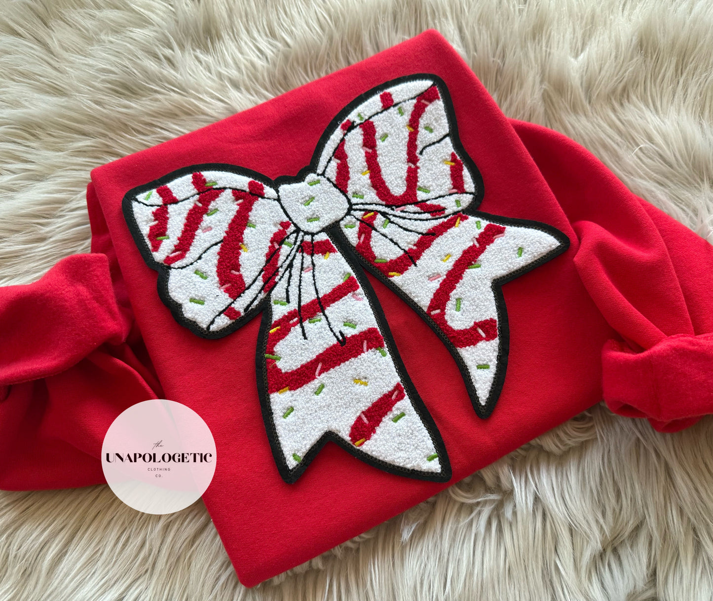 Cake Bow Chenille Patch Sweatshirt - WS