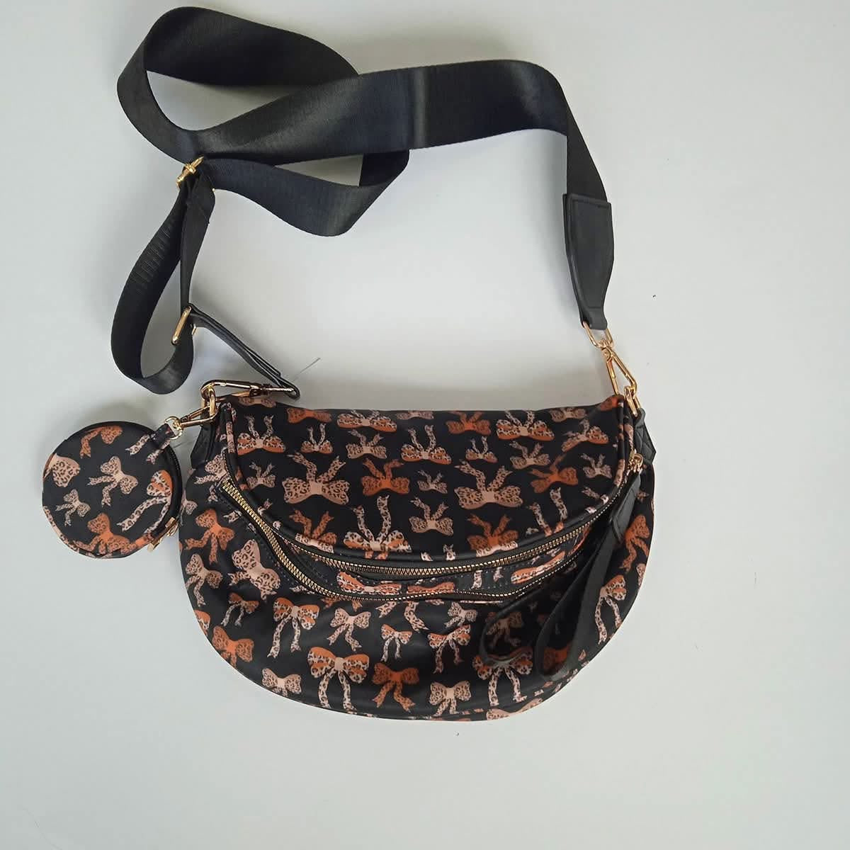 Bows Printed Crossbody Bag
