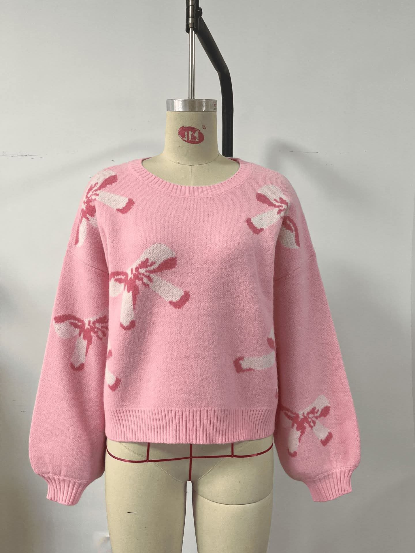 Bows Jacquard Knit Sweaters