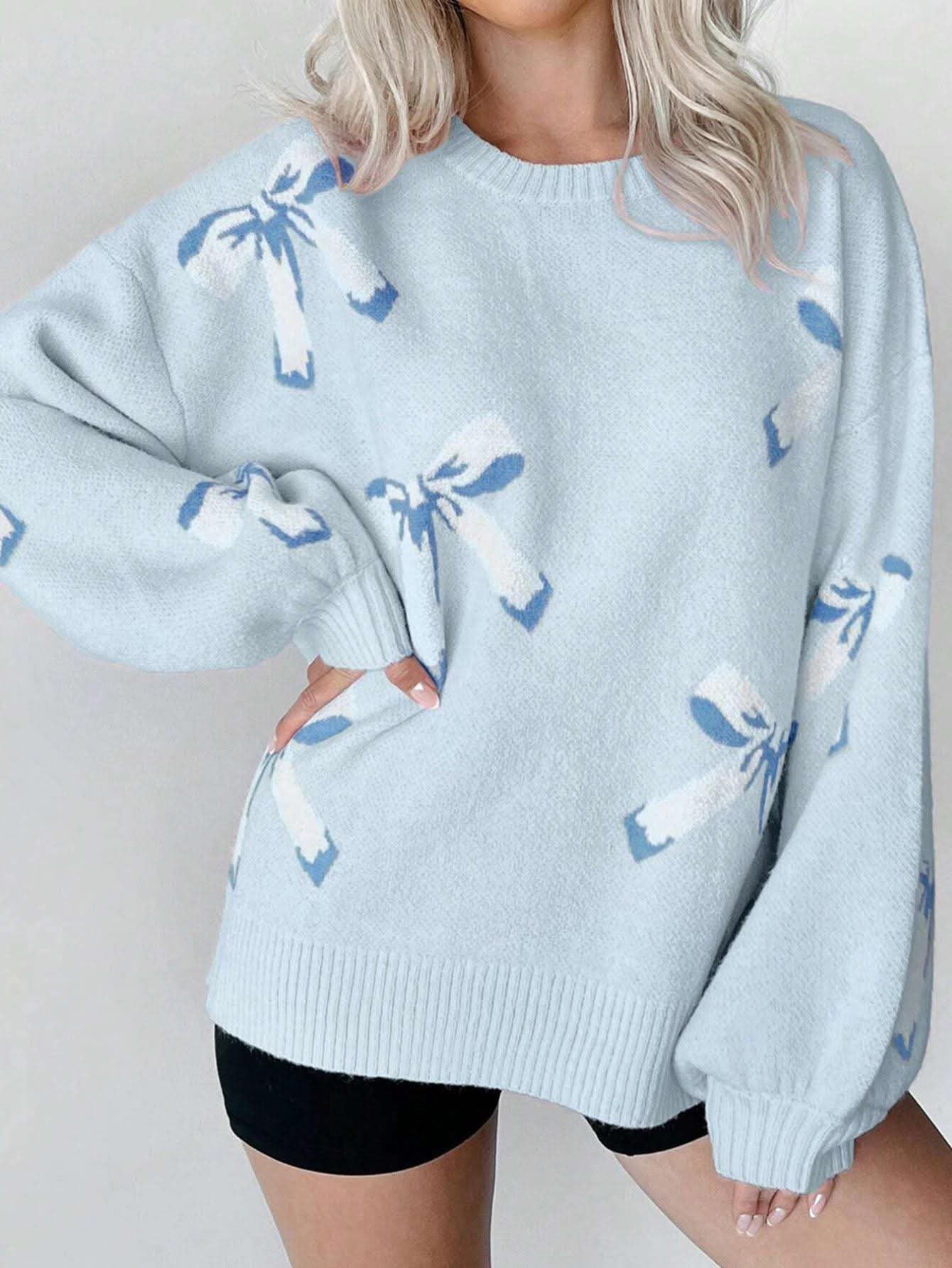 Bows Jacquard Knit Sweaters