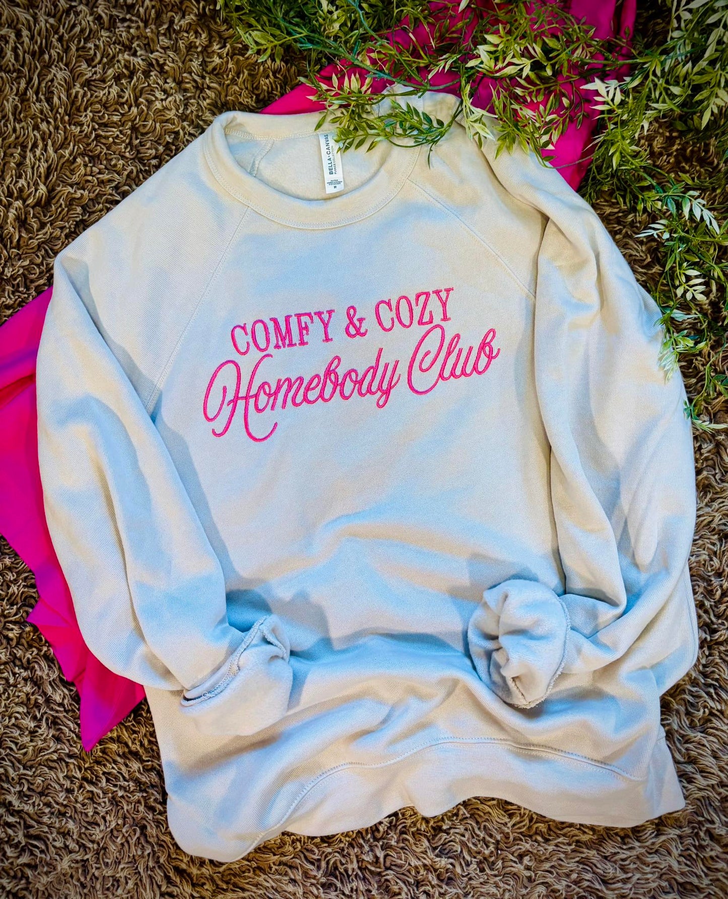 Comfy & Cozy Homebody Club Embroidered Sweatshirt