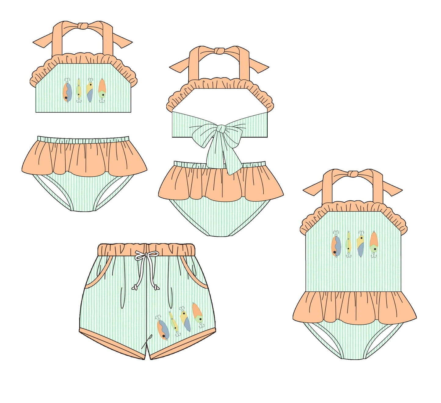 Fishing Lure Embroidered Swim Collection - ETA early March