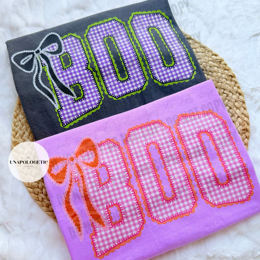 Plaid Boo with Bow - WS