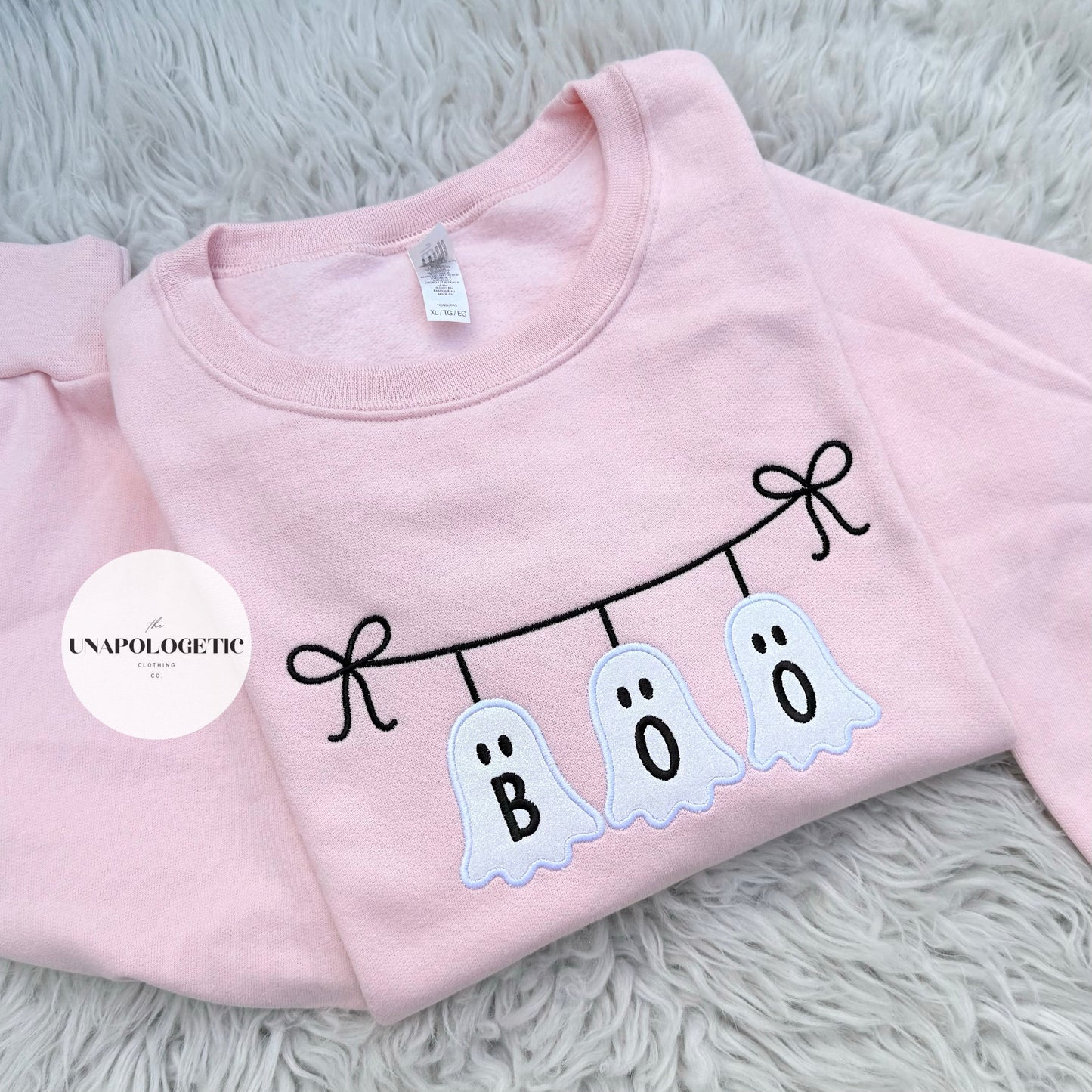 Boo Applique with Glitter HTV (Embroidered) -WS