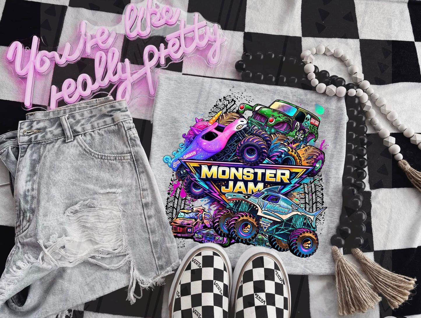 Neon/Bright Monster Jam- Adult