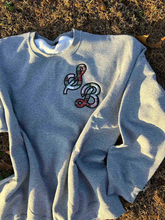 Sporty Script Monogram Applique Embroidered Sweatshirt