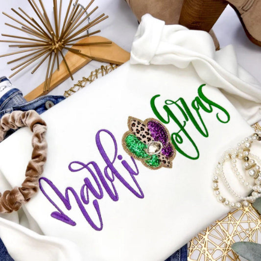 Mardi Gras Embroidered Sweatshirt