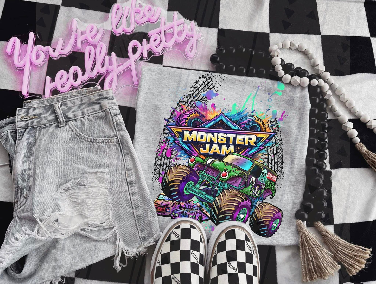 Neon/Bright Monster Jam- Adult
