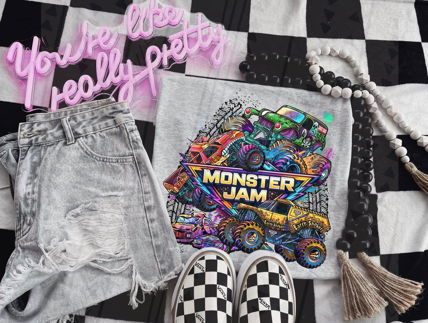 Neon/Bright Monster Jam- Adult